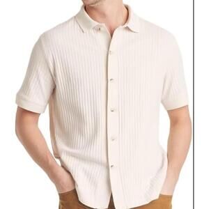 NEW Men's Ribbed Short Sleeve Button-Down Shirt Size L Goodfellow & Co Summer